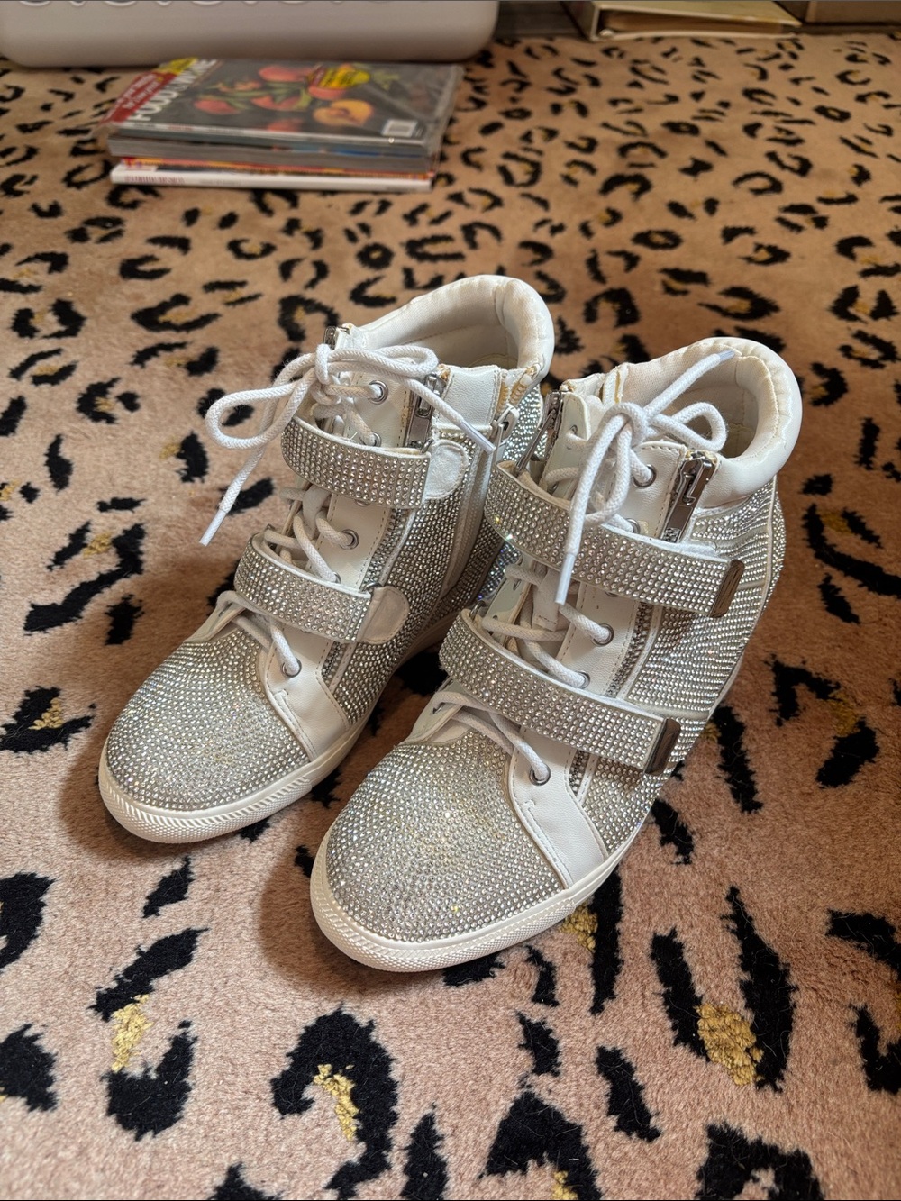 Women’s INC Sparkle High-Top Sneakers in Silver
